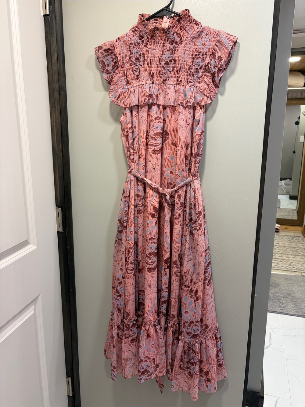 Likely Pink Floral Ruffled Maxi Dress